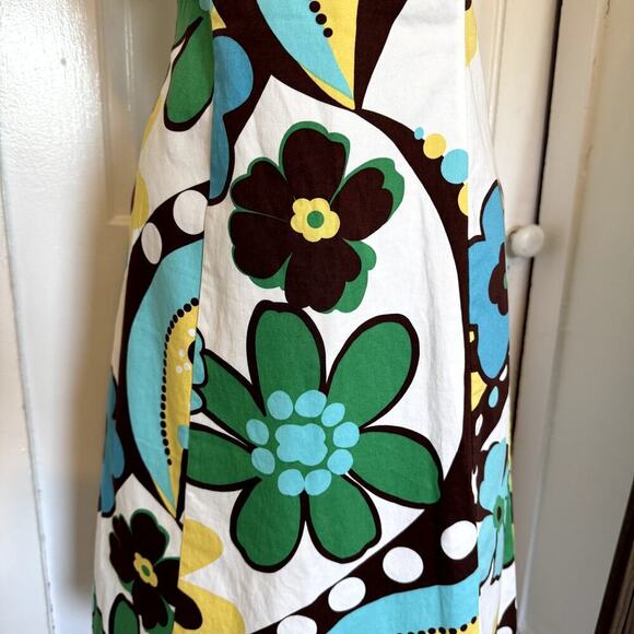 VTG Y2K Strapless Tube Top Floral Dress Teal Brown Yellow White Women's 8 - Picture 2 of 5